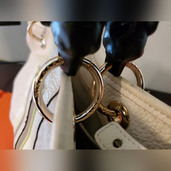 Vintage Anya Hindmarch Signature Striped bucket bag with metal foxhead handles - Picture 10 of 16